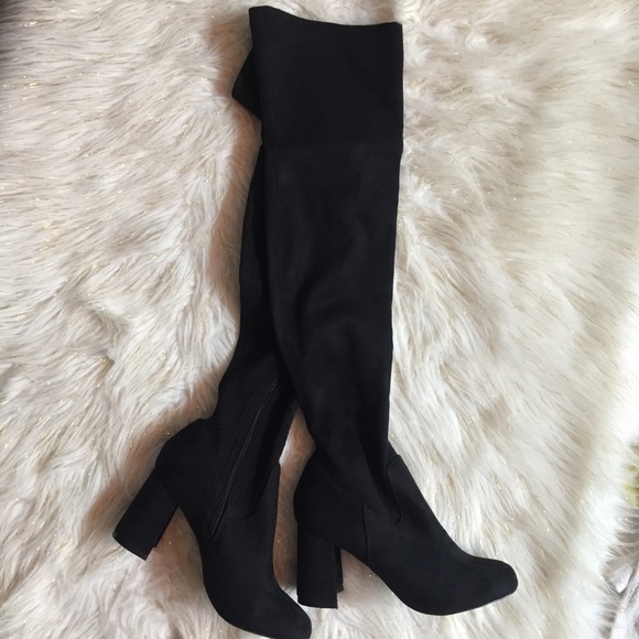 Lulus Tahlia Black Suede Over The Knee Boots - Picture 3 of 6